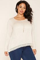 Forever21 Plus Women's  Natural Plus Size Crochet-hem Top