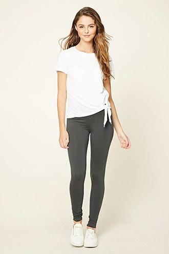 Forever21 Plus Women's  Dark Grey Organic Cotton-blend Leggings