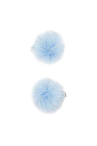 Forever21 Baby Blue Pom-pom Hair Clip Set