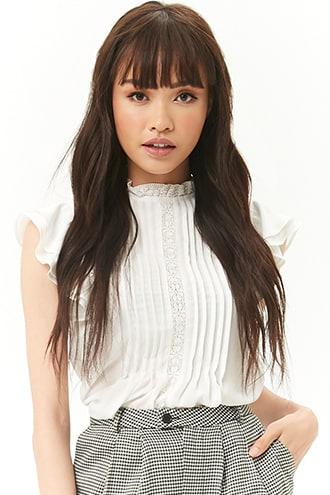 Forever21 Pintuck Pleat Lace Top