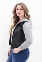Forever21 Plus Size Faux Leather & Knit Moto Jacket