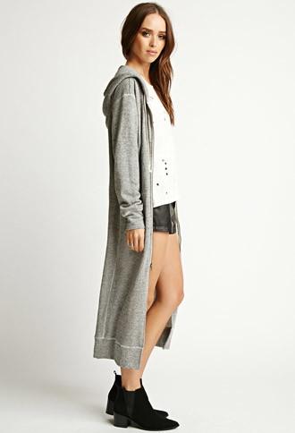 Forever21 Nytt Longline Heathered Hoodie