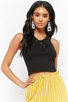 Forever21 Slub Knit Lace-up Tank Top