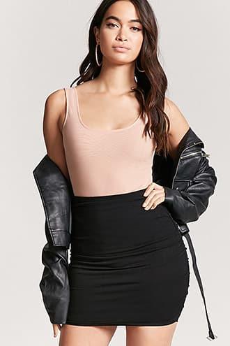 Forever21 Ruched Curved Hem Skirt