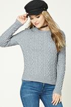 Forever21 Women's  Charcoal Open-elbow Fisherman Sweater