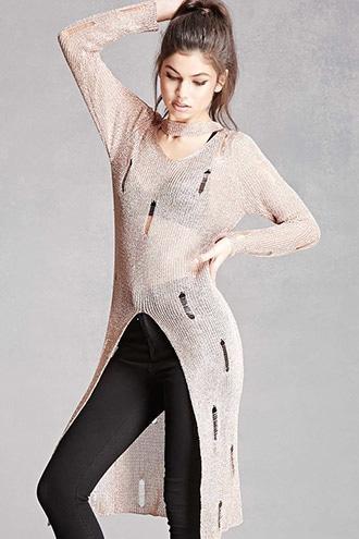 Forever21 Distressed Lurex Knit Tunic