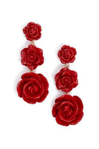 Forever21 Tiered Rose Drop Earrings