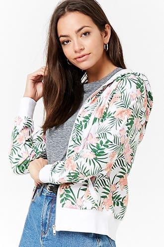 Forever21 Tropical Print Zip-up Hoodie