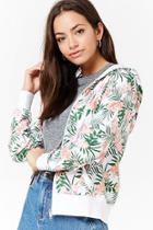 Forever21 Tropical Print Zip-up Hoodie