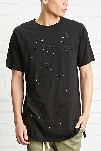 21 Men Men's  Distressed Longline Tee