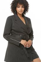 Forever21 Plus Size Pinstriped Longline Jacket