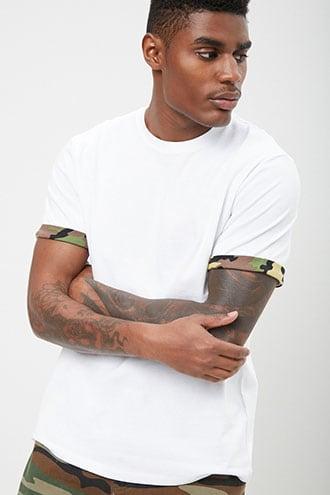 Forever21 Camo Trim Cotton Tee