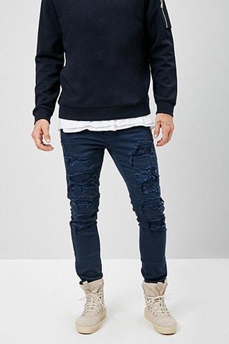 Forever21 Jordan Craig Distressed Slim-fit Jeans