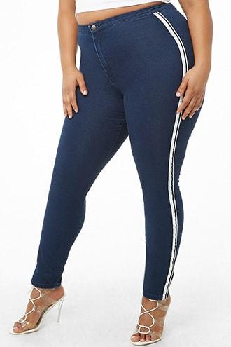 Forever21 Plus Size Side-striped Skinny Jeans