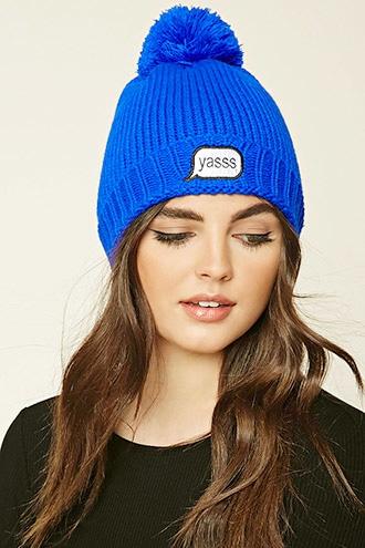 Forever21 Women's  Yasss Pom-pom Beanie