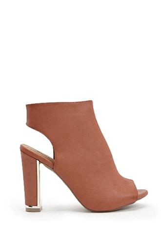Forever21 Faux Leather Peep-toe Cutout Booties