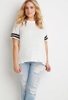 Forever21 Plus Athletic-striped Sleeve Tee