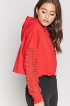 Forever21 Crochet Lace Sleeve Hoodie