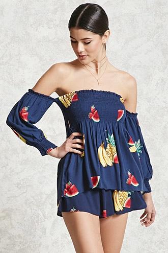 Forever21 Off-the-shoulder Fruit Top