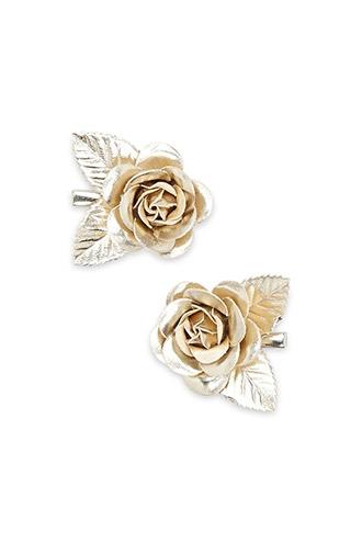 Forever21 Metallic Rose Hair Clip Set