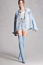Forever21 Denim Lace-up Stiletto Boots