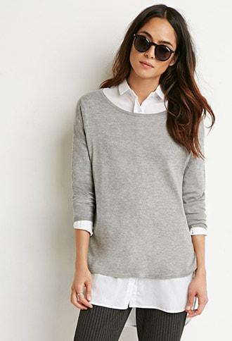 Forever21 Heathered Drop-sleeve Sweater