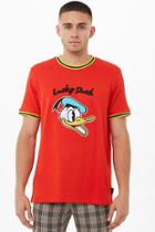 Forever21 Lucky Donald Duck Graphic Knit Ringer Tee