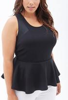 Forever21 Plus Women's  Plus Size Faux Leather Peplum Top