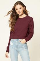 Forever21 Women's  Burgundy French Terry Knit Pullover