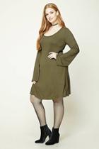 Forever21 Plus Women's  Olive Plus Size Bell Sleeve Dress