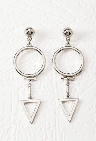 Forever21 Geo Cutout Drop Earrings (silver)