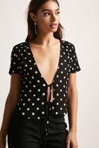 Forever21 Tie-front Polka Dot Top