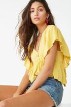 Forever21 Gauze Butterfly-sleeve Top