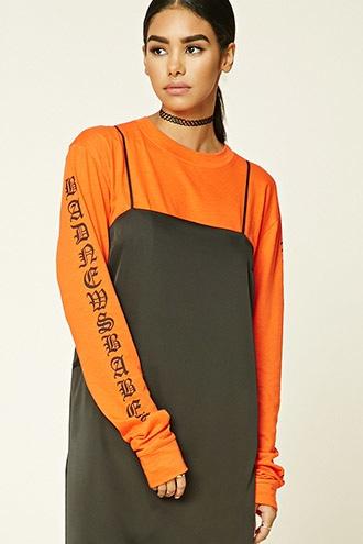 Forever21 Women's  Orange & Black Bad News Babes Graphic Tee