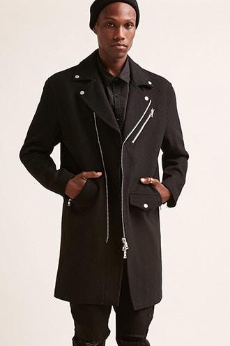 Forever21 Wool-blend Longline Moto Jacket