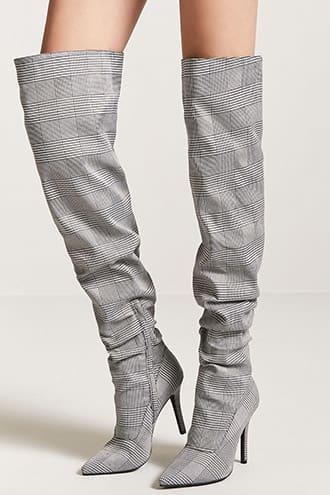 Forever21 Glen Plaid Thigh High Boots