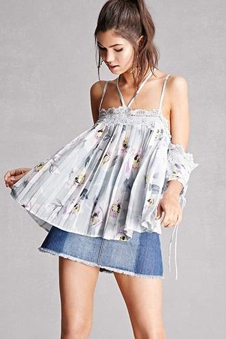 Forever21 Floral Open-shoulder Cami Top