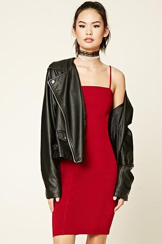 Forever21 Women's  Brick Slub Knit Slip Dress