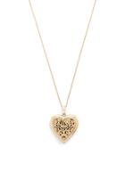 Forever21 Gold Etched Heart Locket Necklace