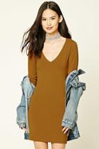 Forever21 Women's  Sunset Gold V-neck Bodycon Dress