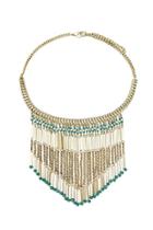 Forever21 Gold & Turquoise Beaded Statement Necklace