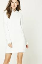 Forever21 Women's  Cream Hooded Sweatshirt Dress