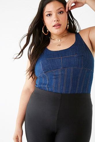 Forever21 Plus Size Stitched Denim Cami