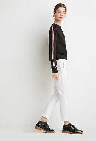 Love21 Varsity-striped Scuba Knit Top