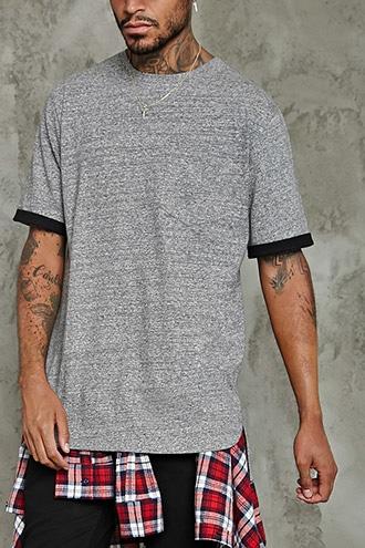 Forever21 Marled Knit Contrast Trim Tee