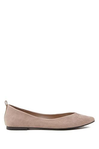 Forever21 Women's  Grey Pointed Faux Suede Flats