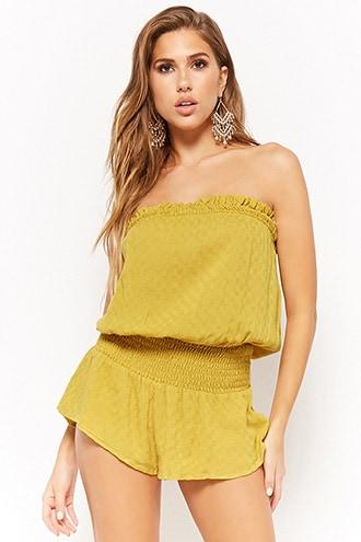 Forever21 Smocked Strapless Jumpsuit