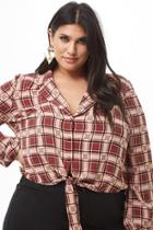 Forever21 Plus Size Plaid Chiffon Cropped Shirt