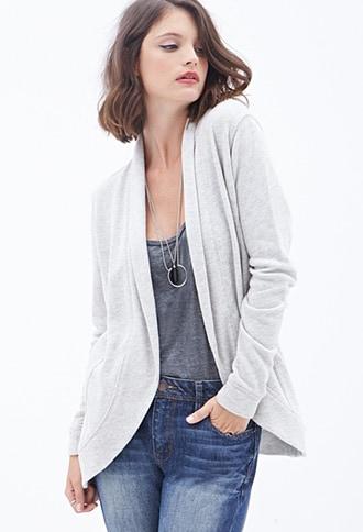 Forever21 Contemporary French Terry Open-front Cardigan