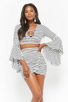 Forever21 Striped Bell Sleeve Crop Top